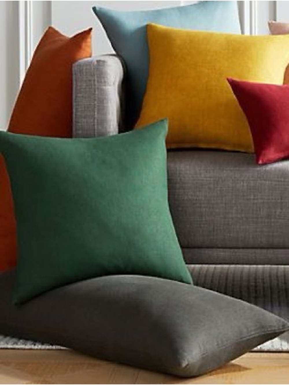 CB2 Linon Evergreen Modern Throw Pillow Cover 20x20 - 100% linen